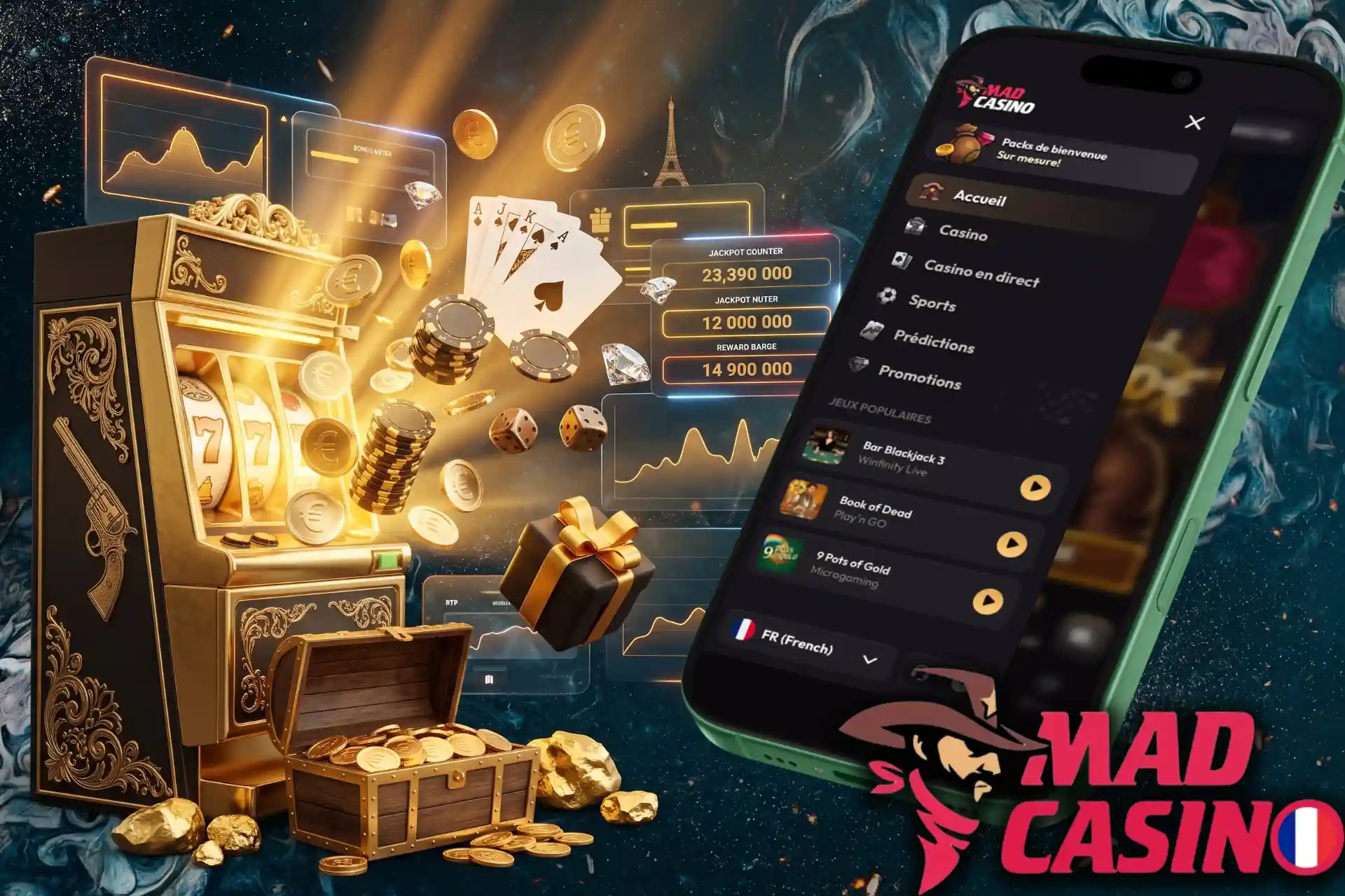 Vue d'ensemble du casino en ligne avec bonus, licence, jeux et moyens de paiement